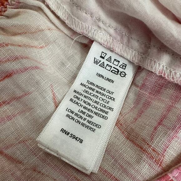 Tahari Womens Linen Pants Size L Cropped Boho Tropical Vacation Resort‎ Cruise - Picture 6 of 9